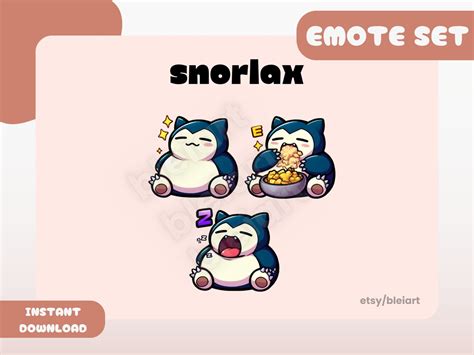 Snorlax Emote Set Snorlax Twitch Emotes Pokemon Emotes Etsy