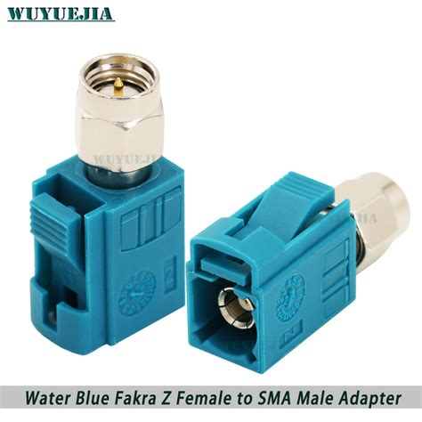 Water Blue Fakra Code Z Female To SMA Male Plug Straight Adapter 50 Ohm