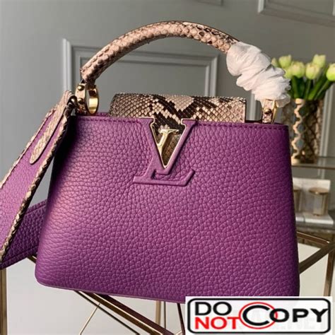 Louis Vuitton Capucines Mini With Python Skin Top Handle Bag Purple