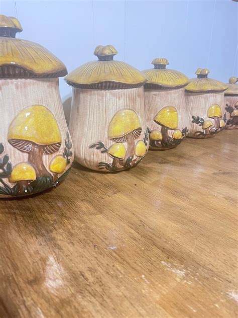 Vintage Arnels Mushroom Canister Set Etsy