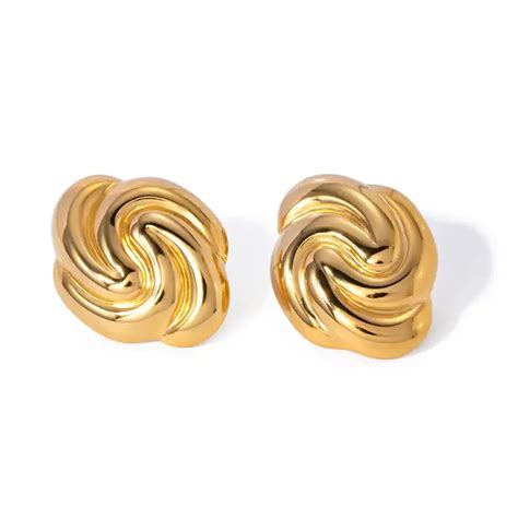 J D K Pvd Gold Plated Stainless Steel Gold Spiral Stainless Swirl