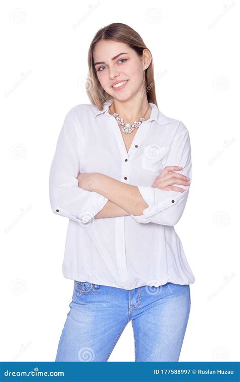 Portrait Of Beautiful Woman Wearing Casual Clothing Stock Image Image