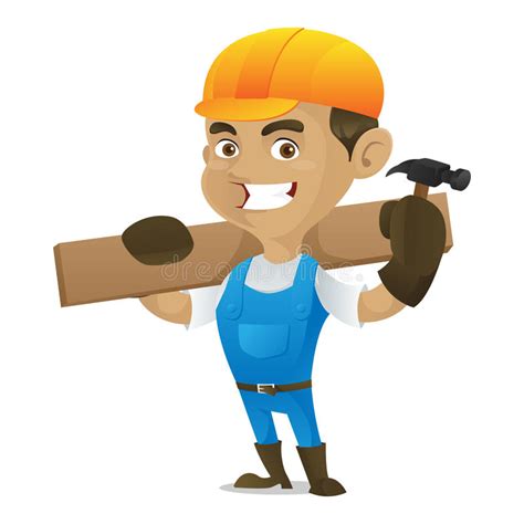 Happy Handyman Holding Hammer Stock Illustrations Happy Handyman