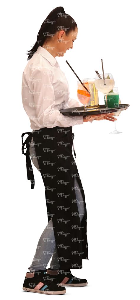 Waitress Carrying A Tray With Cocktails Vishopper