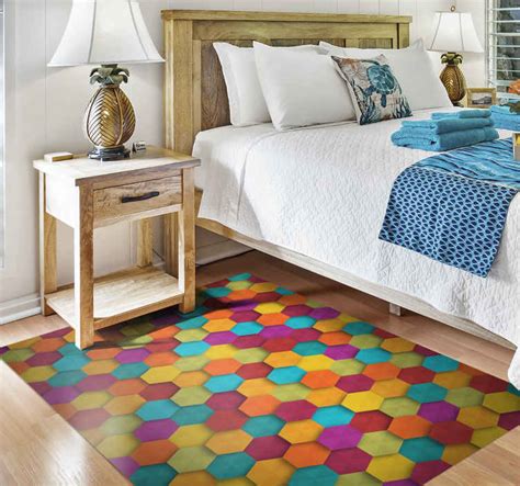 Colorful hexagon geometric vinyl carpet - TenStickers