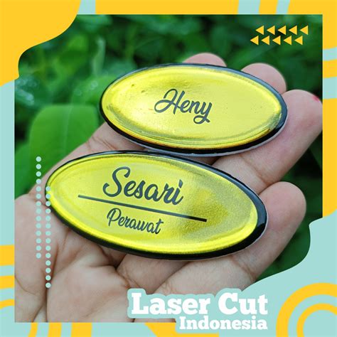 Jual Papan Nama Oval Akrilik Name Tag Oval Papan Nama Dada Oval Pin