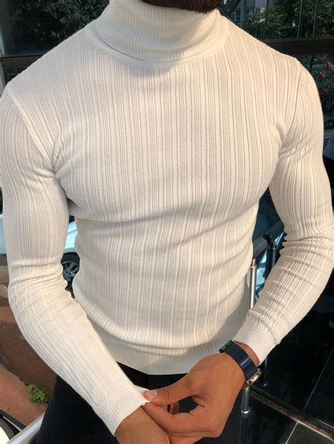 Santo Slim Fit Turtleneck Knitwear White Xs Turtleneck Knitwear