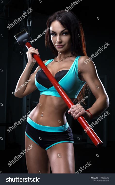 Sexy Fitness Brunette Woman Posing Gym Stock Photo Shutterstock