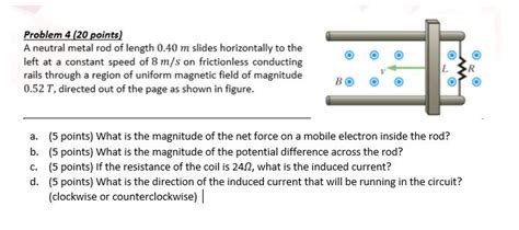 Solved O Problem 4 20 Points A Neutral Metal Rod Of Length