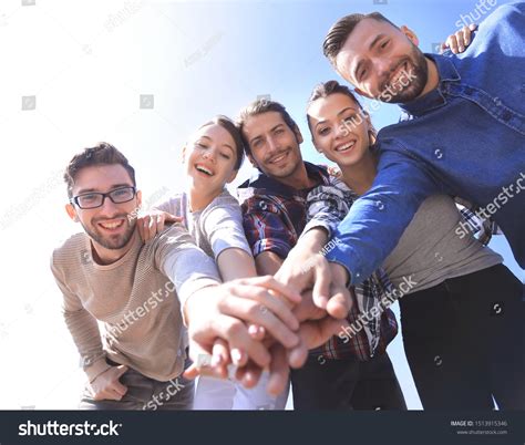 College Students Teamwork Stacking Hand Concept Stock Photo 1513915346