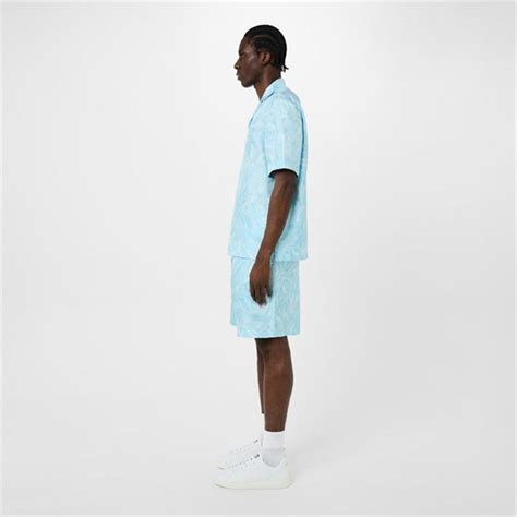 Versace Barocco Silk Shirt Men Pale Blue Flannels