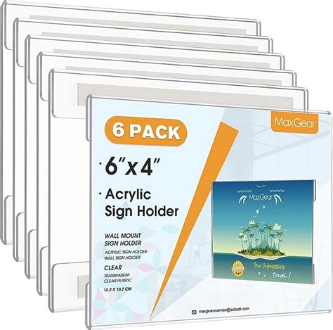 Maxgear Acrylic Sign Holder X Clear Plastic Wall Mount Sign Holder