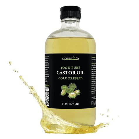 Greenive 100 Pure Castor Oil Cold Pressed 16oz Glass Bottle Hexane