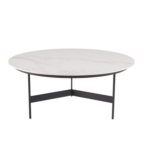 Table basse ronde plateau blanc pierre marbrée CORUMBA Tables basses