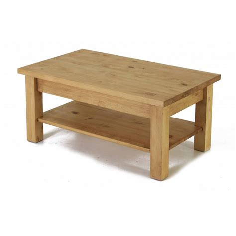 Table Basse Pin Massif Double Plateau 100 Cm Arizona Table Basse