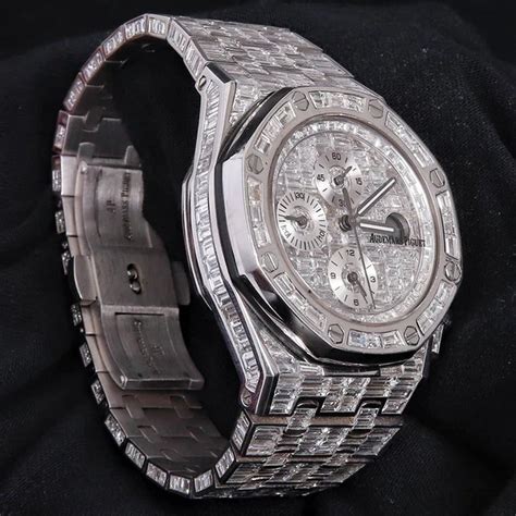 Full Iced Out Vvs Baguette Diamond Stainless Steel White Gold Plated