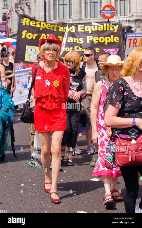 London Gay Pride Men Dressed As Women In Dresses And Skirts Banner