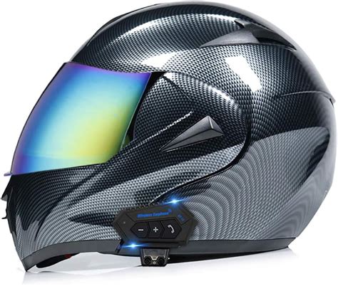 Motorcycle Bluetooth Helmets Modular Flip Up Dual Visors Full Face