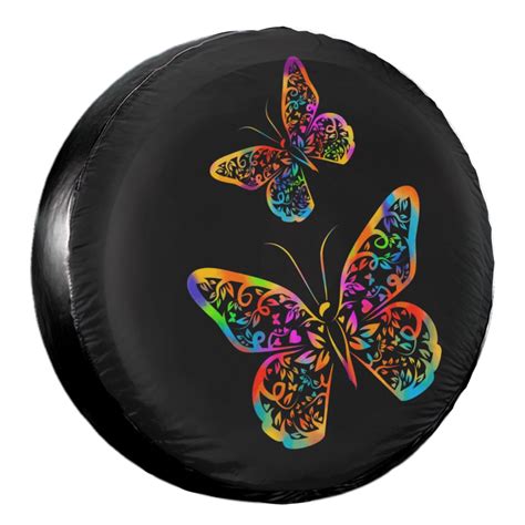 Kakalad Multicolored Abstract Butterflies Spare Tire Cover Weatherproof