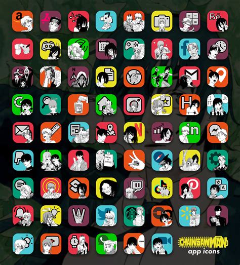 Chainsaw Man App Icons iOS - Aesthetic Anime App Icons iPhone