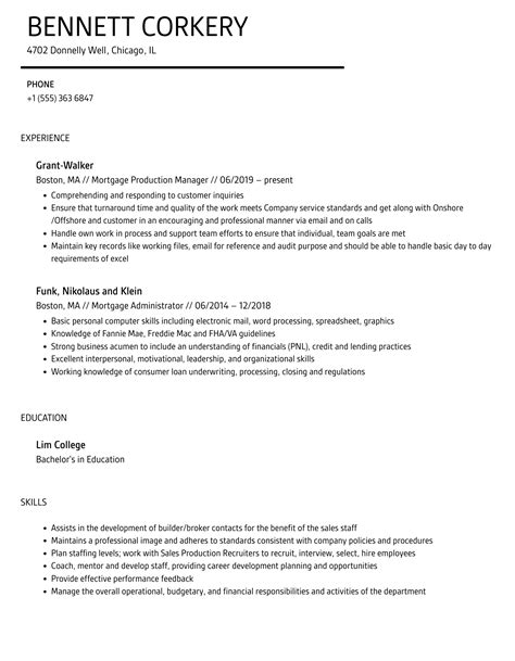 Mortgage Resume Samples Velvet Jobs