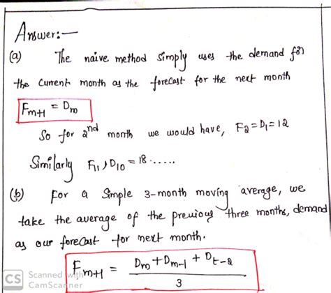 Use The Naïve Method Of Forecasting Prepare Tables And Calculate Forecast Accuracy Measures