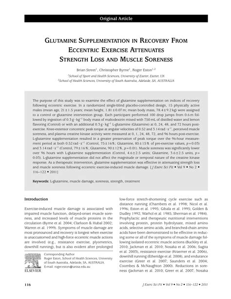 PDF Glutamine Supplementation In Recovery From Eccentric Exercise