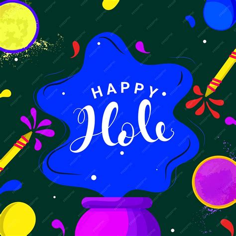 Premium Vector | Happy Holi Celebration Poster Design with Water Guns Pichkari Balloons Color ...