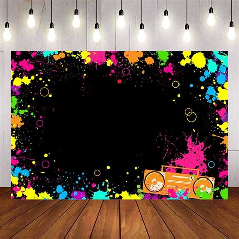 Lets Glow Splatter Photo Background Glow Neon Party Backdrop