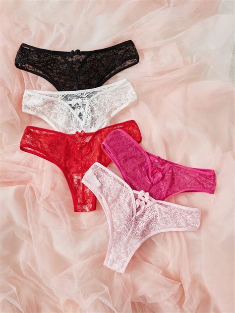 Pack Floral Lace Panty Set Shein Usa