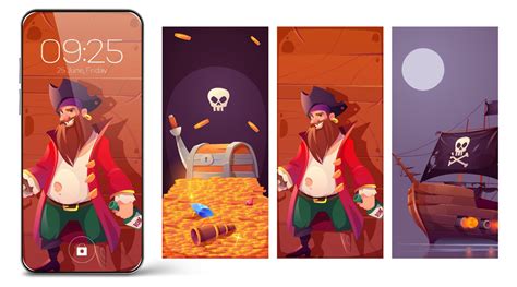 Pirate theme for smartphone screensaver 14319771 Vector Art at Vecteezy