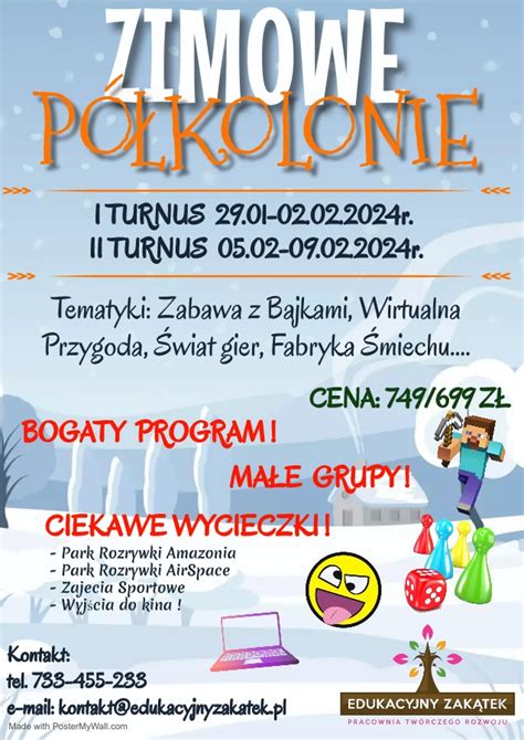 PÓŁKOLONIE ZIMOWE 2024 Edukacyjny Zakątek