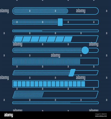 Futuristic Download Progress Loading Bar Vector Set Isolated Progress