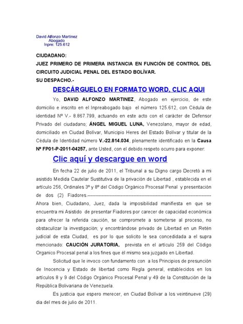 PDF Formato Modelo Ejemplo CAUCIÓN JURATORIA DOKUMEN TIPS