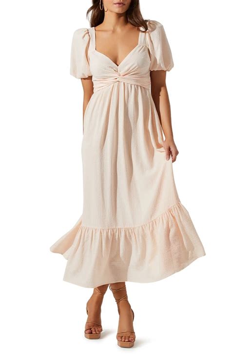 Astr The Label Tie Back Puff Sleeve Midi Dress Nordstrom In 2023