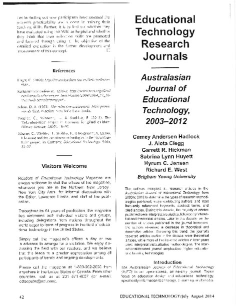 Pdf Australasian Journal Of Educational Technology 2003 2012