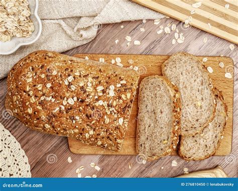 Homemade Bread Sourdough Wheat Rye Bread With Oatmeal Sesame Soy