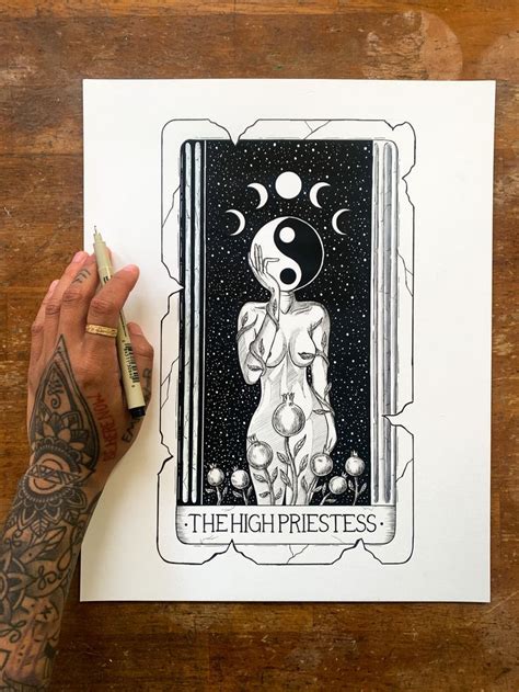 The High Priestess Drawing Tarot Tattoo Card Tattoo Designs Tarot