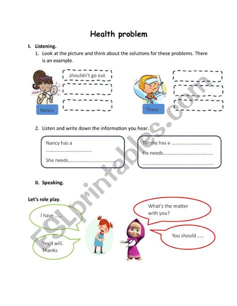 Health Problems Esl Worksheet By Linh Nga