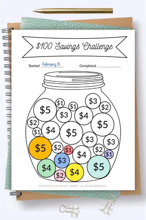 Dollar Challenge Jar Printable Money Tamer Shop Money Saving