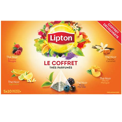 LIPTON Le Coffret Thés parfumés 50 pièces pas cher Auchan fr