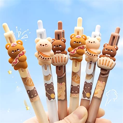 3pcs Cute Bear Black Gel Pen Set Supplies Student Stationery Quick