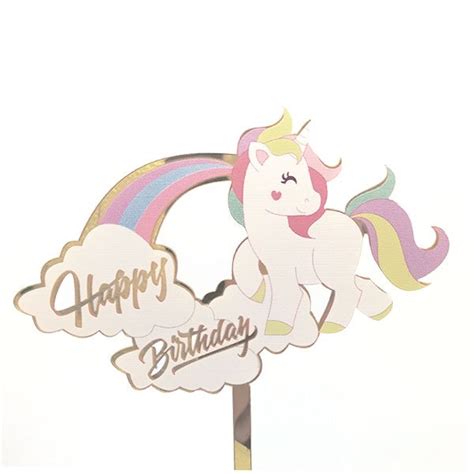 Cake Topper Happy Birthday Rainbow Unicorn Bakers Boutique