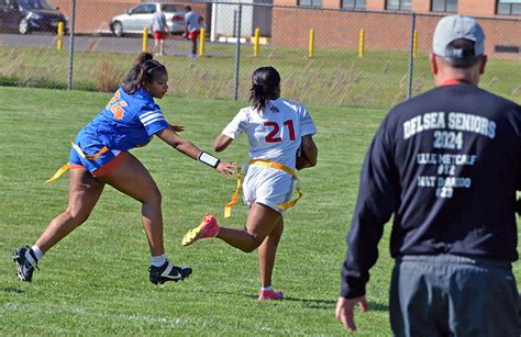 Girls Flag Football Traditional Delsea Rushing Offense Leads Crusaders