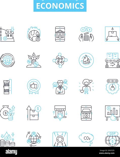 Economics Vector Line Icons Set Economics Gdp Markets Trade Finance Investment Growth