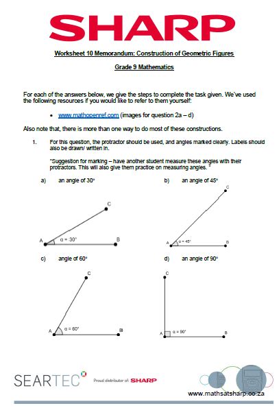 Worksheet 10 Construction Of Geometric Figures Maths At Sharp