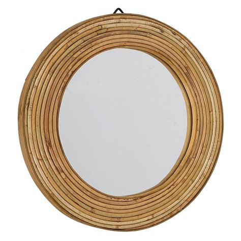 Espelho Decorativo Redondo Em Rattan E Madeira 40cm Madeiramadeira
