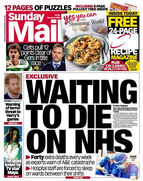 Sunday Mail Front Page Th Of January Tomorrow S Papers Today