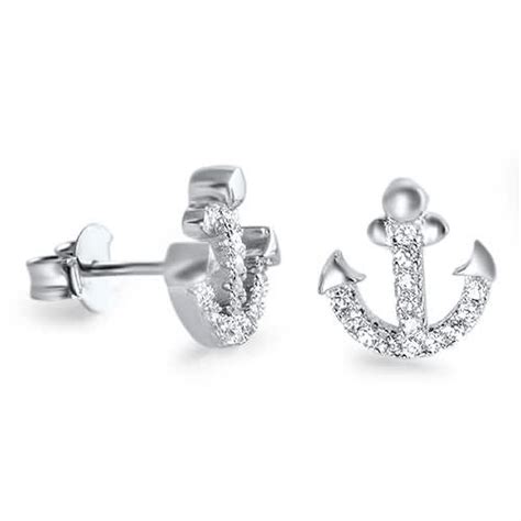 Cz Anchor Stud Si Oceans Allure