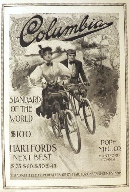 1897 Pope Mfg Columbia Bicycle Ad Couple On Bikes Vintage Bicycle Ads